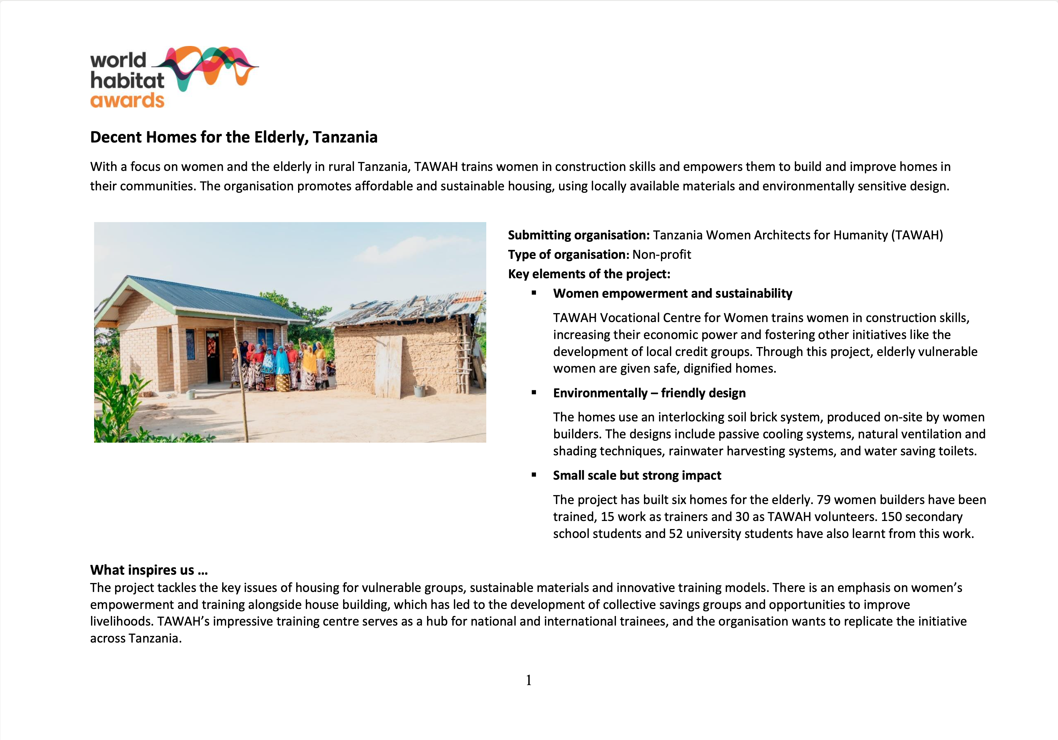 World Habitat Research: Elderly Housing in Tanzania